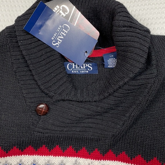 NWT Lg Chaps Men’s Textured Shawl-Collar Sweater - Picture 8 of 9